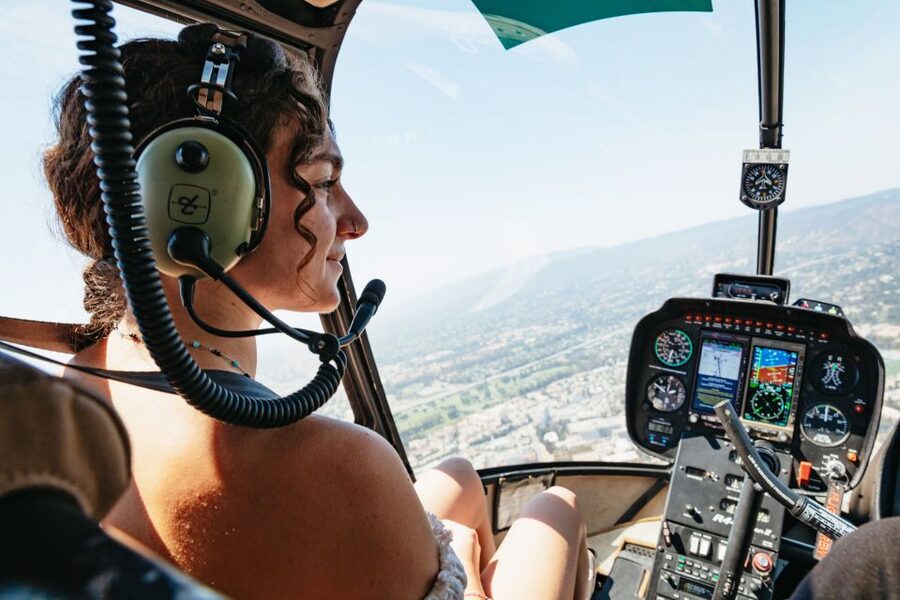 Hollywood & Beverly Hills Celebrity Helicopter Tour - Studios, the Bowl, and Hollywood below