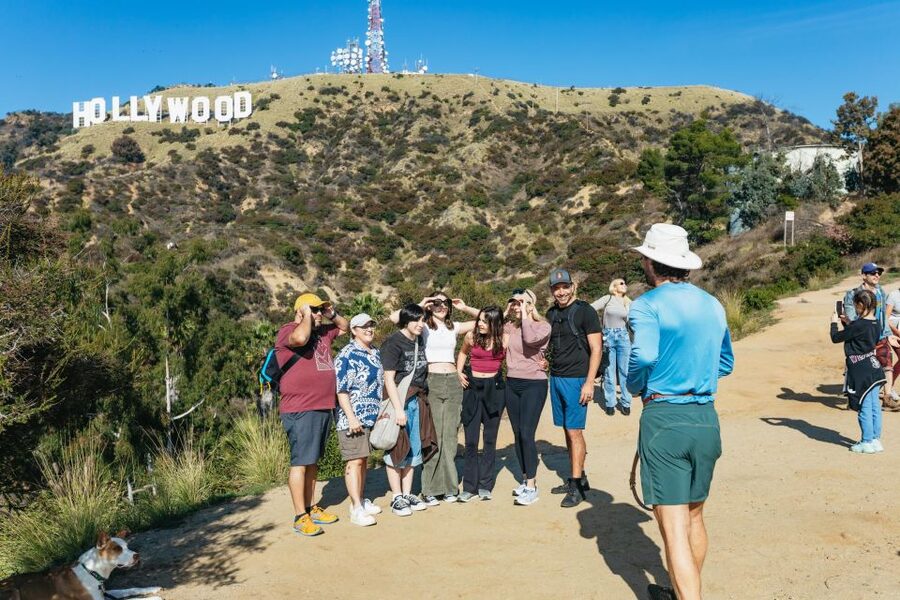LA: Express Hollywood Sign Guided Walking Tour with Photos - Walking toward the Hollywood Sign from Innsdale Trail