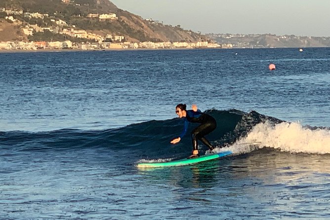 Private Surf Lessons in Malibu - Moving into the water at Surfrider Beach