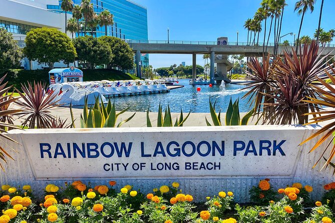 Swan Boat Rental at Rainbow Lagoon in Long Beach - A small lagoon ride with a big city backdrop